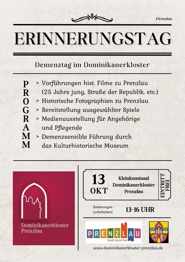 Bild vergr&ouml;&szlig;ern: Demenztag 13.10.2026 im Kloster